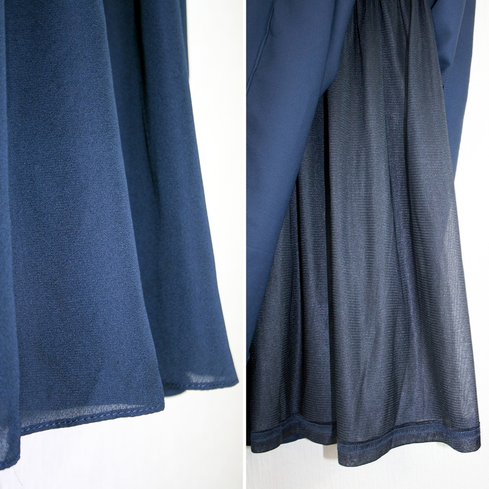 Tribal Print Navy Chiffon Fit & Flare Dress NWOT - Picture 6 of 8